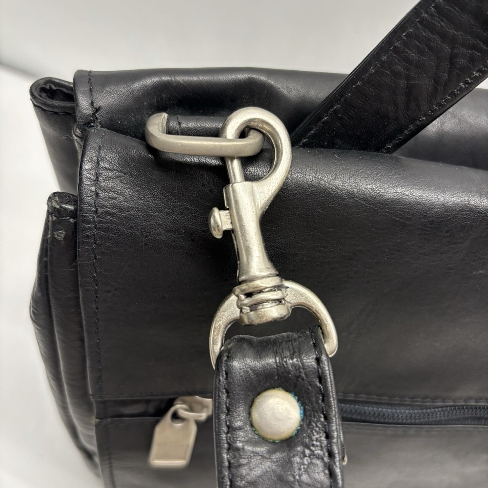 Vintage Wilsons Leather Bag Black Leather Messenger Bag Organizer Career Office - Picture 9 of 16